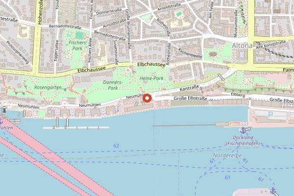 Map showing Hensslers Kueche in Hamburg