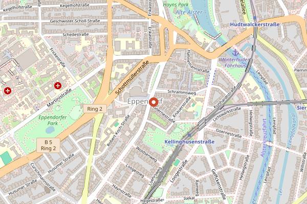Map showing Polettos Kochschule in Hamburg
