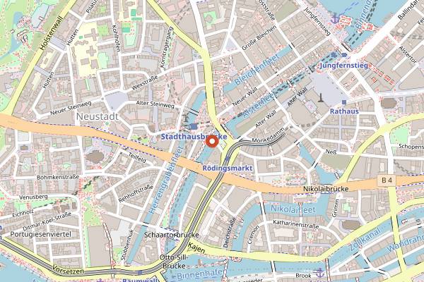 Map showing Weihnachtsmarkt auf der Fleetinsel in Hamburg