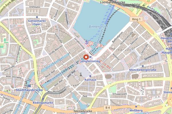 Map showing Weißer Zauber at Jungfernstieg in Hamburg