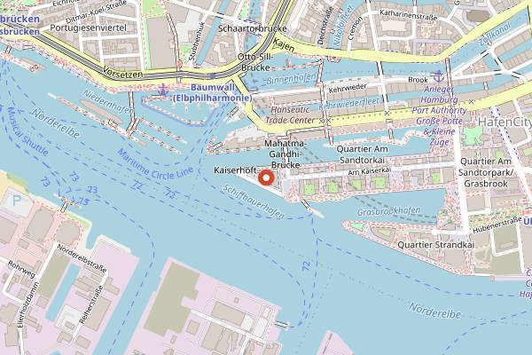 Map showing Elbphilharmonie in Hamburg
