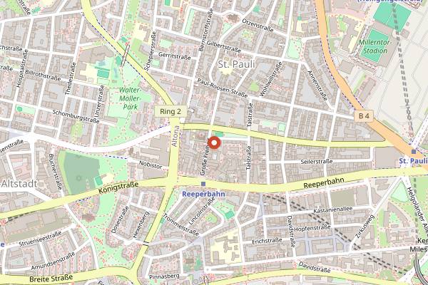 Map showing Grosse Freiheit 36 in Hamburg