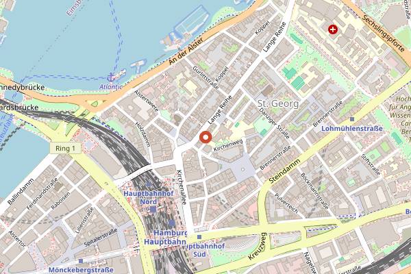 Map showing Meanwhile in Hamburg