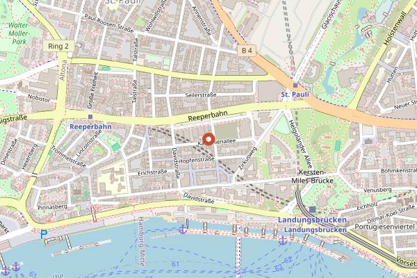 Map showing Prinzenbar in Hamburg