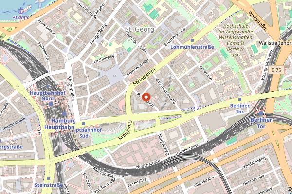 Map showing Tom's Saloon in Hamburg