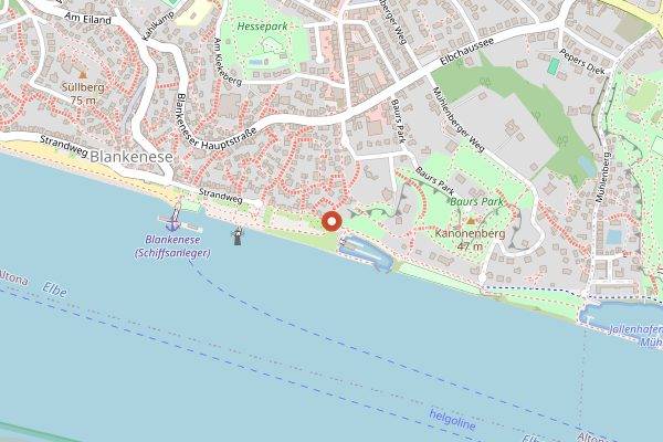 Map showing Fischbroetchenbude Blankenese in Hamburg