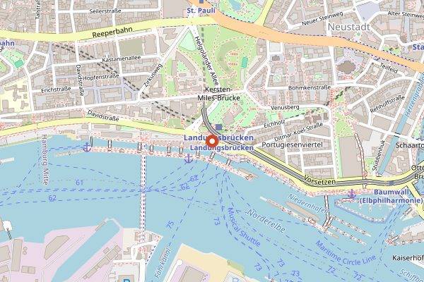 Map showing Fishbar Originale Hamburger Fischbroetchen in Hamburg