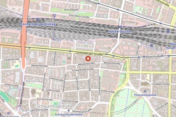 Map showing Augustiner-Bräu München in Munich