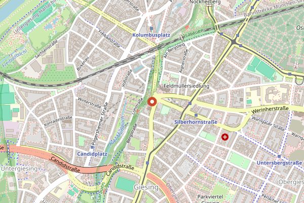 Map showing Giesinger Bräu in Munich