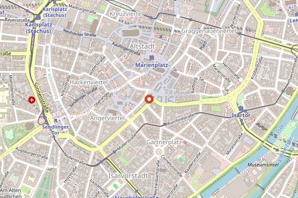 Map showing Hacker-Pschorr (Der Pschorr) in Munich