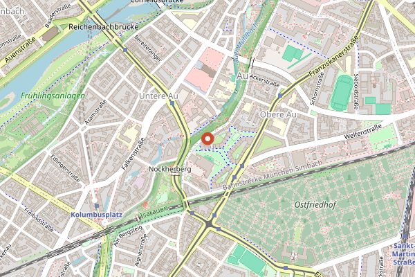 Map showing Paulaner Brauerei in Munich