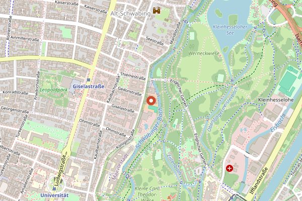 Map showing Café Reitschule in Munich