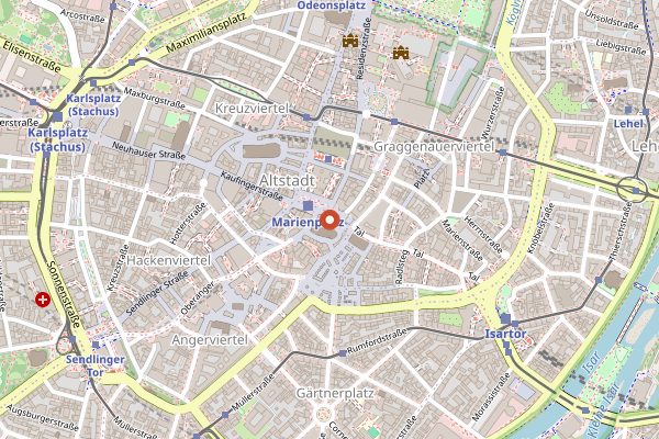 Map showing Rischart Café am Marienplatz in Munich