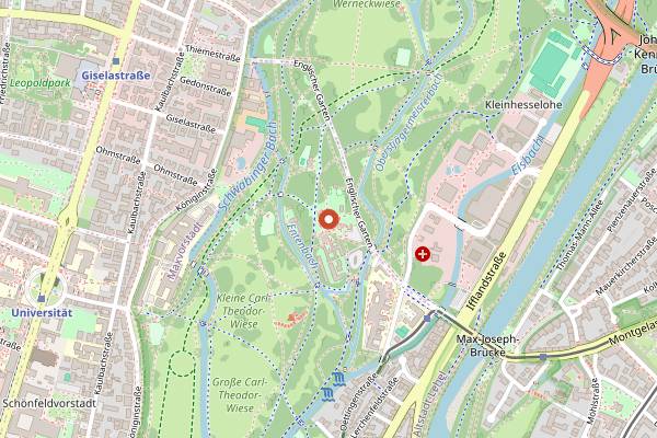 Map showing Chinesischer Turm in Munich