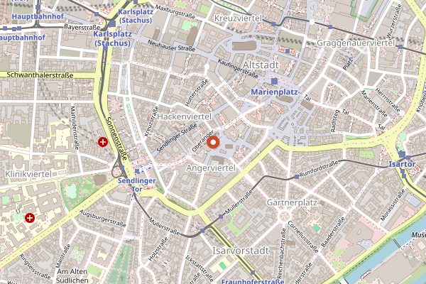 Map showing Restaurant Einstein in Munich