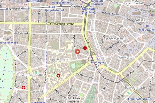 Map showing Max Pett (gluten-free menu) in Munich