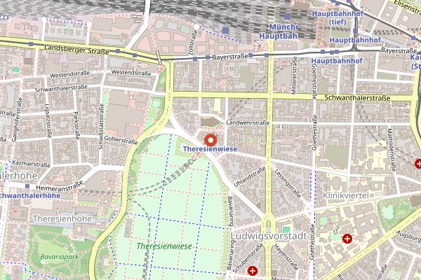Map showing Oktoberfest in Munich