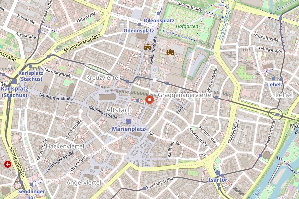 Map showing Alois Dallmayr Fine Dining in Munich