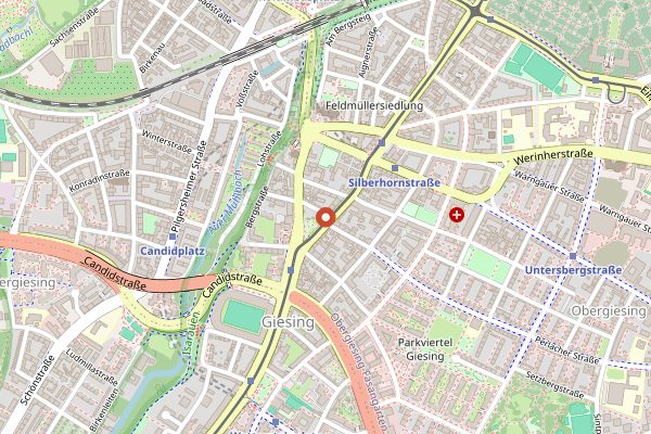 Map showing Gabelspiel in Munich