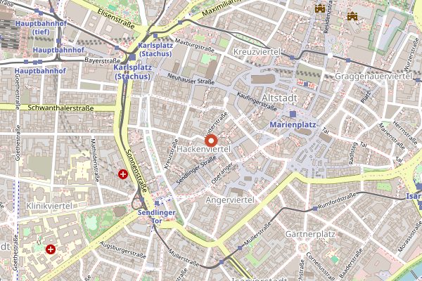 Map showing Komu in Munich