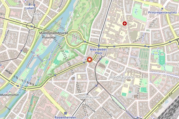 Map showing Markt am Wiener Platz in Munich