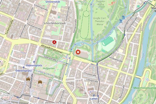 Map showing Goldene Bar in Munich