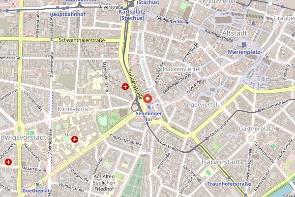 Map showing Kennedy's in Munich