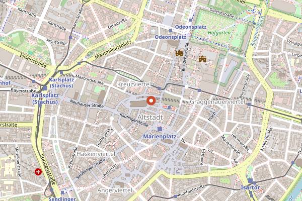 Map showing Kilians Irish Pub in Munich