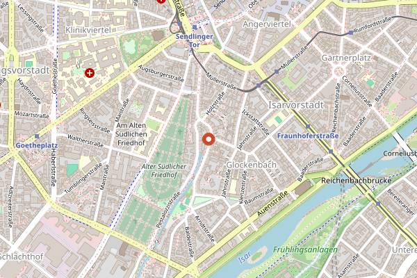 Map showing Milla Club in Munich