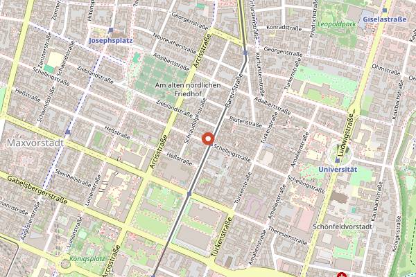 Map showing Schelling-Salon in Munich