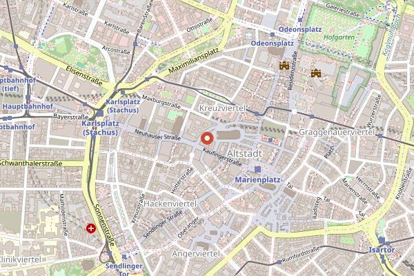 Map showing Augustiner Klosterwirt in Munich