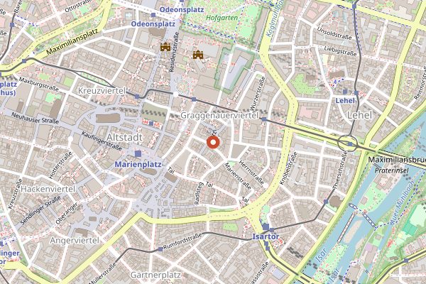 Map showing Hofbräuhaus am Platzl in Munich