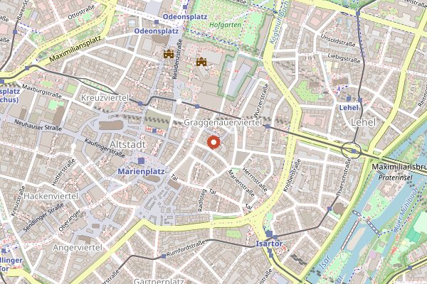 Map showing Wirtshaus Ayinger am Platzl in Munich