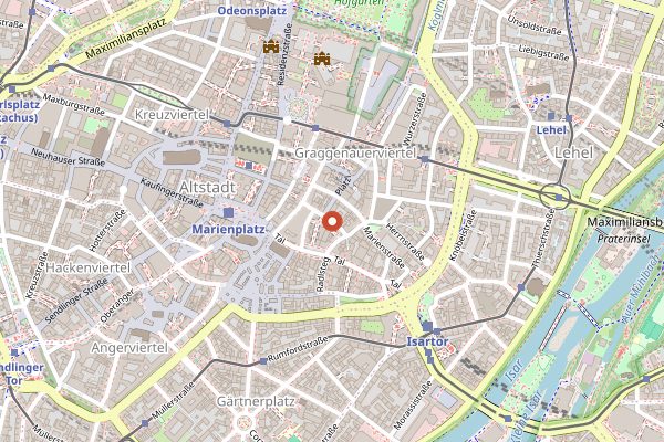 Map showing GRAPES Weinbar in Munich