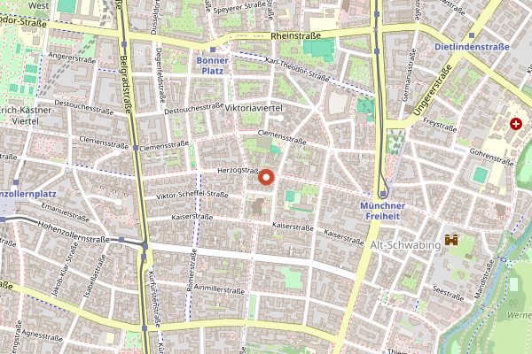 Map showing Nine0five in Munich