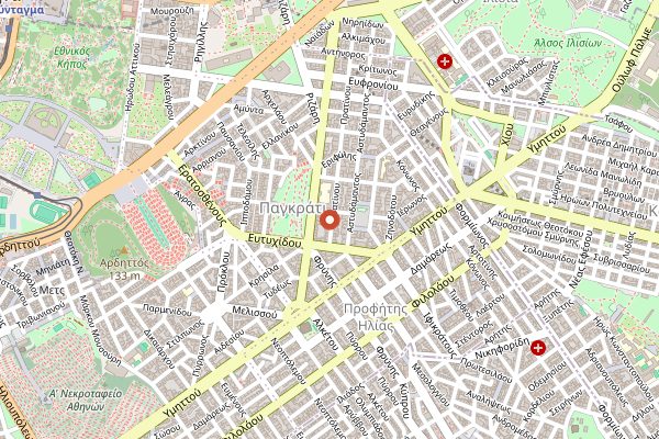 Map showing Pnyka Pangrati in Athens