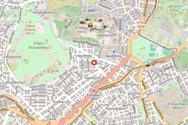 Map showing Takis Bakery in Athens