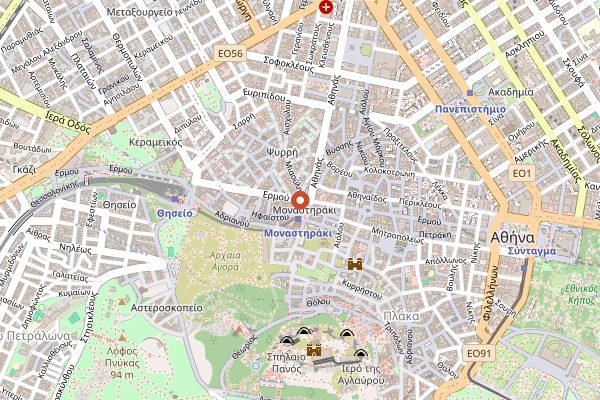 Map showing A for Athens in Athens