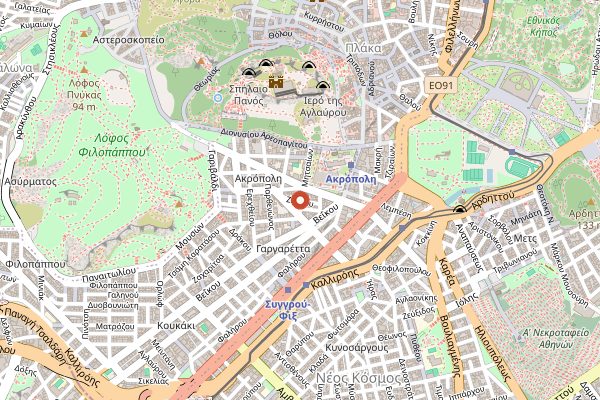 Map showing Drupes and Drips in Athens