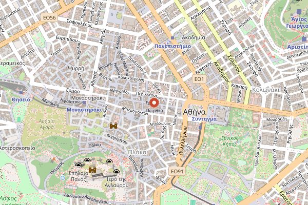 Map showing Heteroclito in Athens