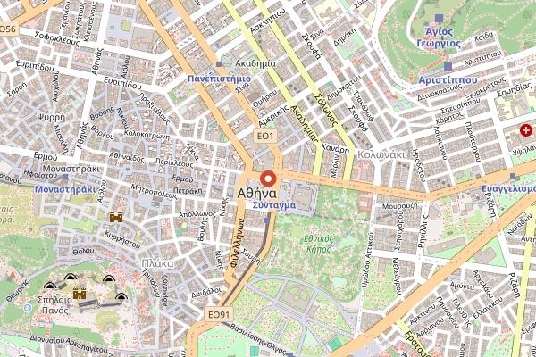 Map showing Roof Terrace Bar, Hotel Grande Bretagne, Athens in Athens