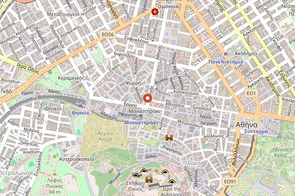 Map showing The Brunch Factory in Athens