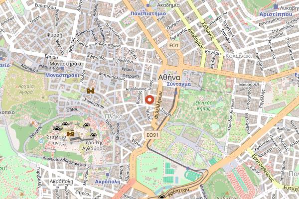 Map showing Holy Llama in Athens