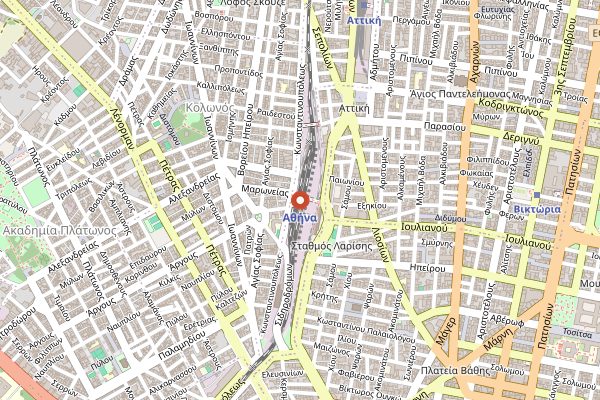 Map showing Little Tree Books and Coffee in Athens