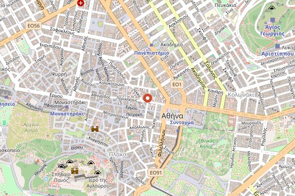 Map showing Ariston Pies in Athens