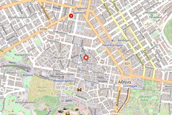 Map showing Kostas Souvlaki in Athens