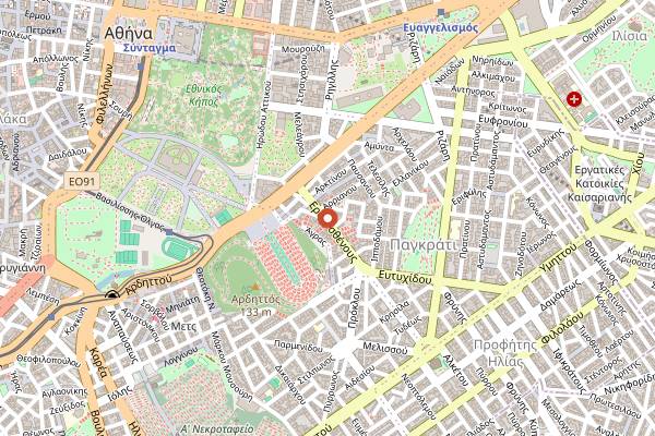 Map showing B&E Goulandris Café-Restaurant in Athens