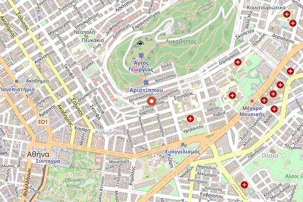 Map showing FILIPPOU Restaurant in Athens