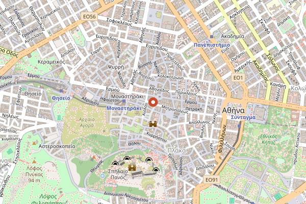 Map showing Fouar Restaurant and Bar in Athens