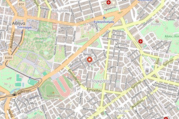 Map showing Mavro Provato in Athens